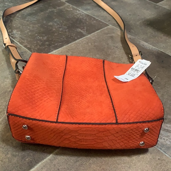 Neiman Marcus Orange Crossbody Shoulder Bag Medium Animal Embossed Print - Picture 2 of 8